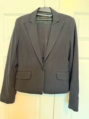Pinstripe Notch Lapel Blazer - Navy